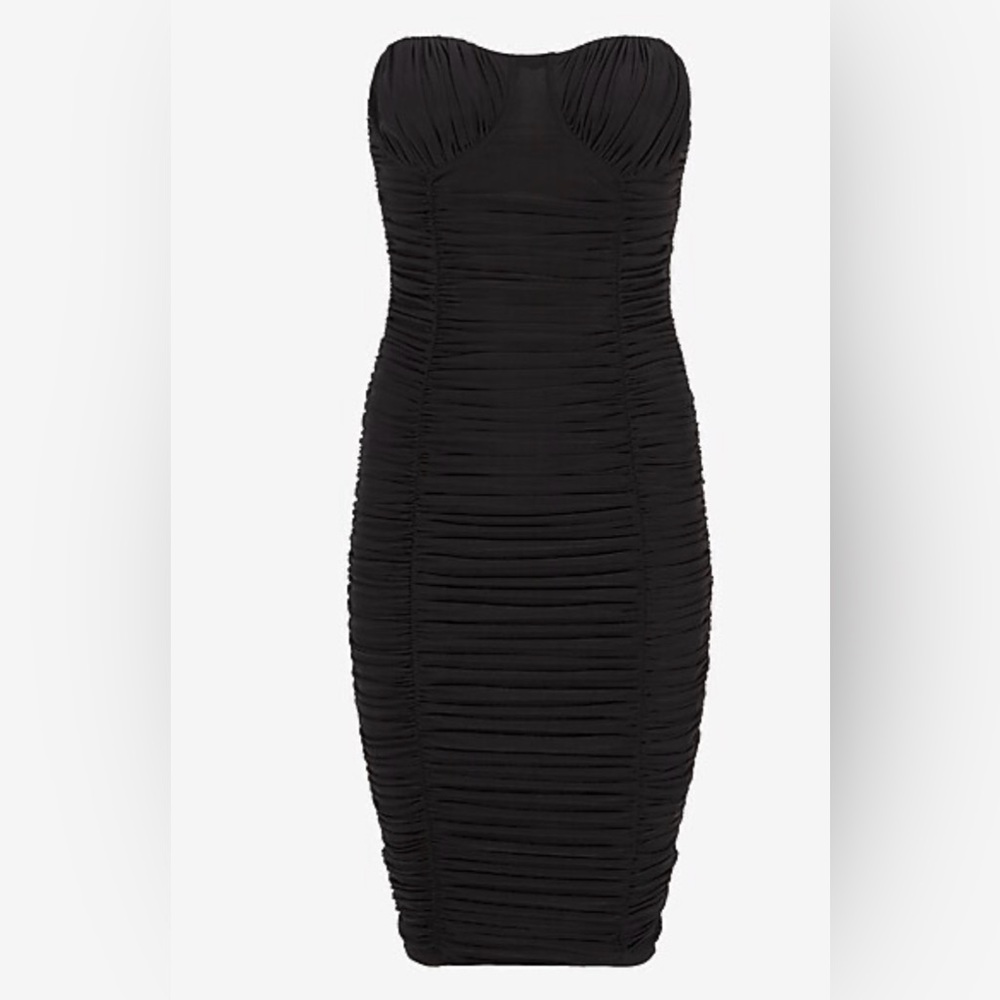 Strapless Ruched Mesh Mini Dress NWT - Picture 6 of 8